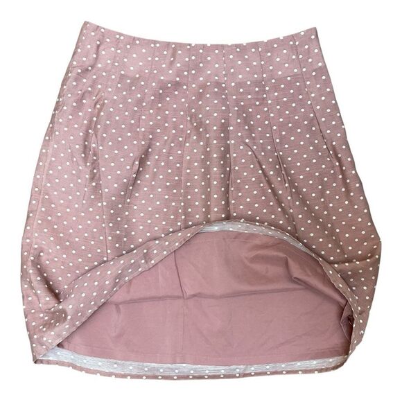 Loft High Waist Polka Dot Blush Pink Skirt Lined Size 2 Office Preppy Corporate - Picture 6 of 7